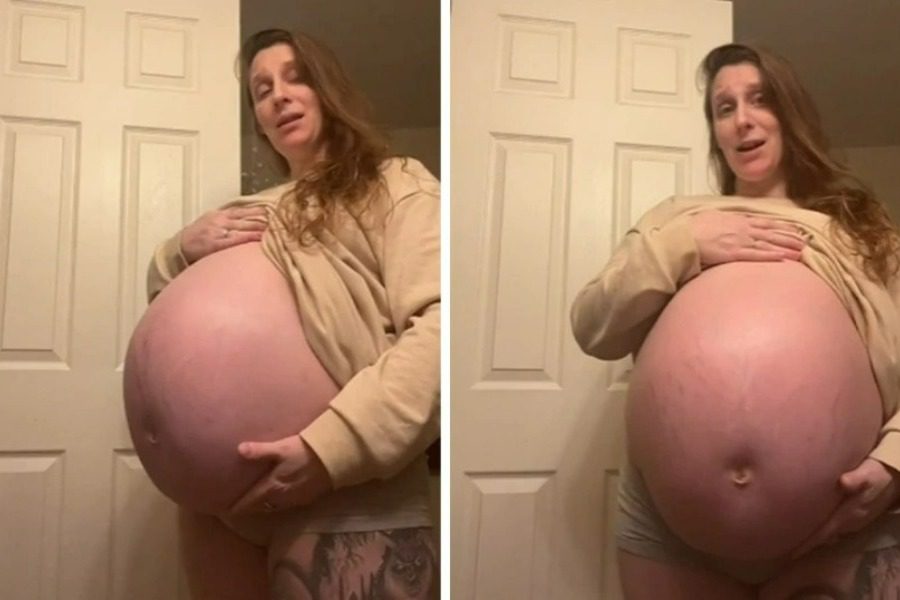 Είναι έγκυος 37 εβδομάδων και η κοιλιά της φτάνει μέχρι το στήθος