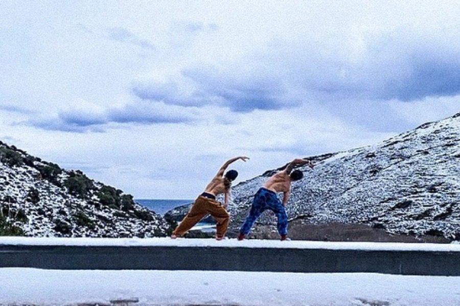 Αγγελος Λάτσιος ‑ Γαία Μερκούρη: Γυμναστική με φόντο το χιονισμένο τοπίο