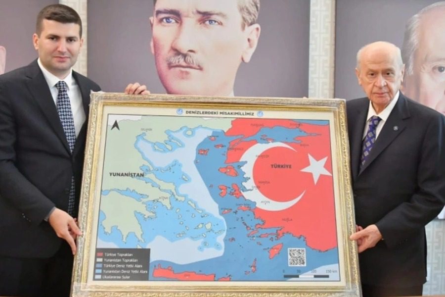Αντίδραση της Αθήνας για τον χάρτη του Μπαχτσελί που έδειχνε τουρκικό το μισό Αιγαίο και την Κρήτη