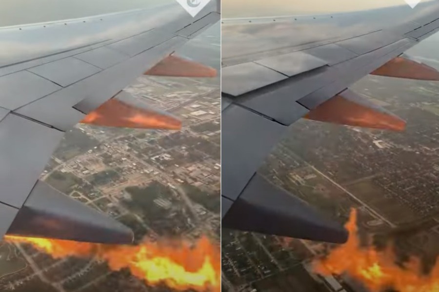 Η τρομακτική στιγμή που κινητήρας αεροπλάνου πιάνει φωτιά στον ουρανό του Τέξας