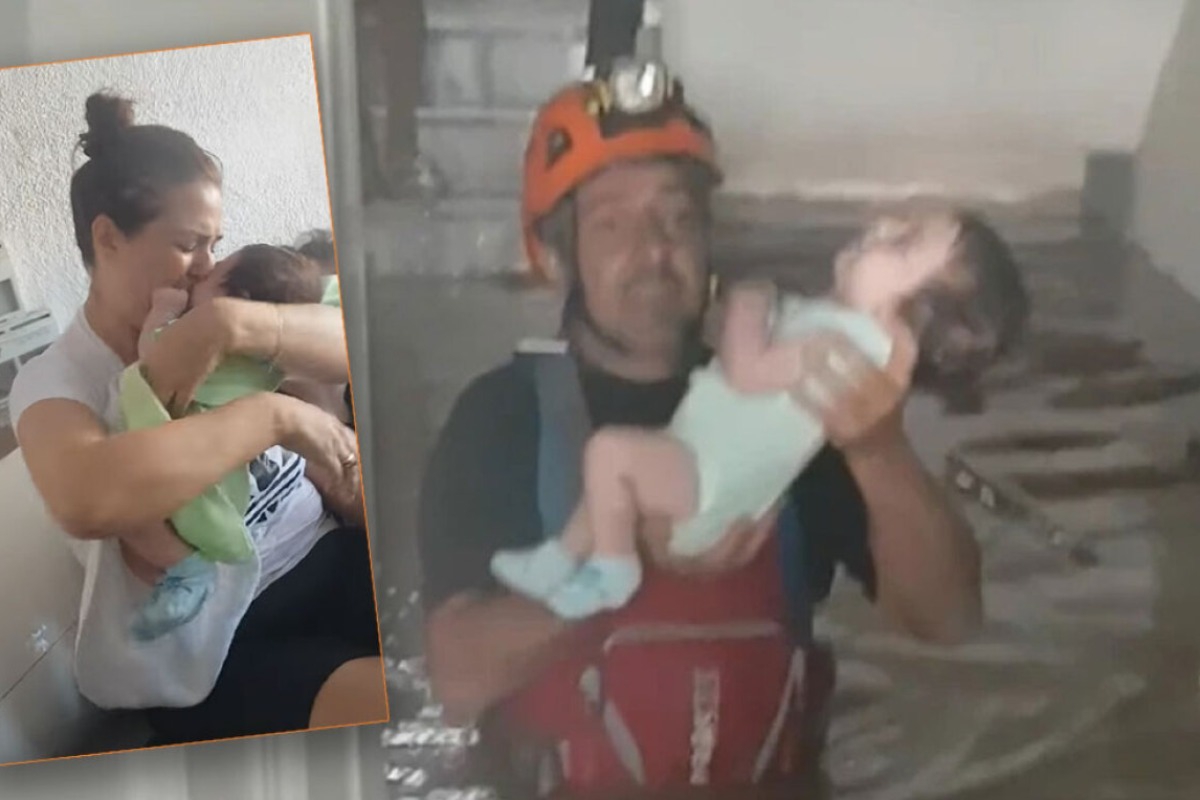 Βίντεο: Αντρας της ΕΜΑΚ βγάζει βρέφος από πλημμυρισμένο σπίτι στη Θεσσαλία