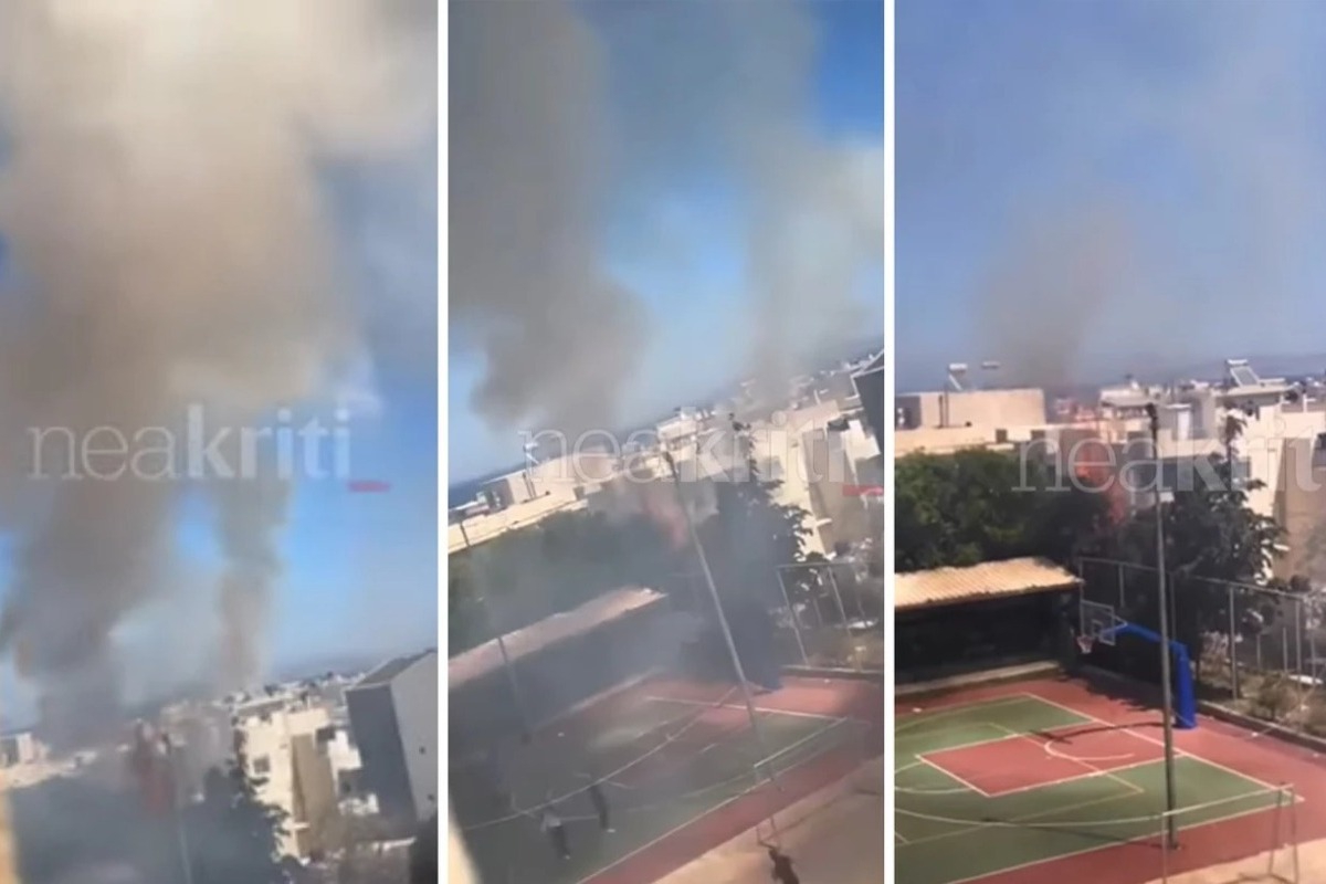 Πανικός από φωτιά σε αυλή σχολείου στο Ηράκλειο Κρήτης