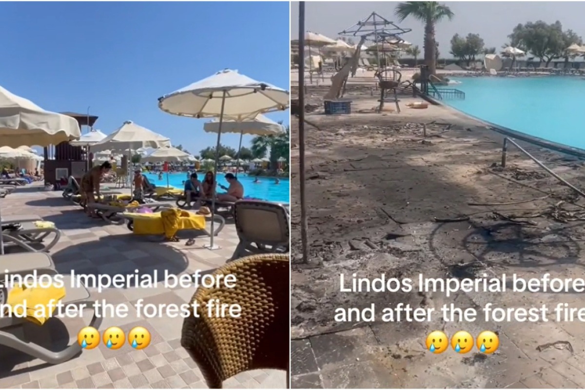 Συγκλονιστικό βίντεο τουρίστα στη Λίνδο ‑ Το ξενοδοχείο που έμενε πριν και μετά την πυρκαγιά στη Ρόδο