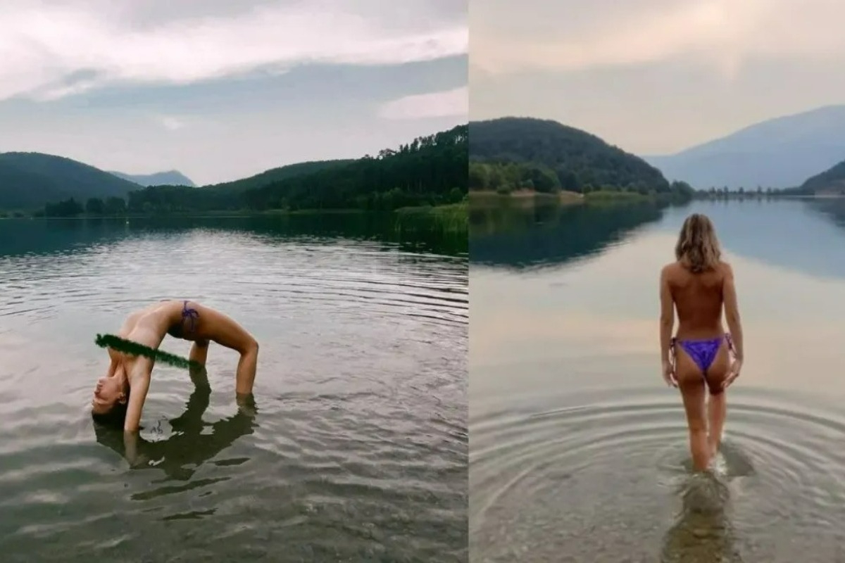 Κλέλια Ανδριολάτου: Κολυμπά σχεδόν γuμνή στη Λίμνη Δόξας