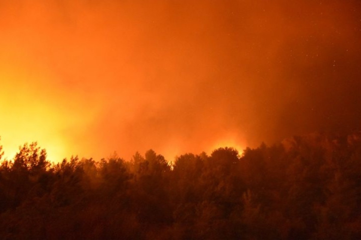 Μαίνεται η μεγάλη η πυρκαγιά στη Χίο ‑ Καίγεται πευκοδάσος σε δύσβατο σημείο