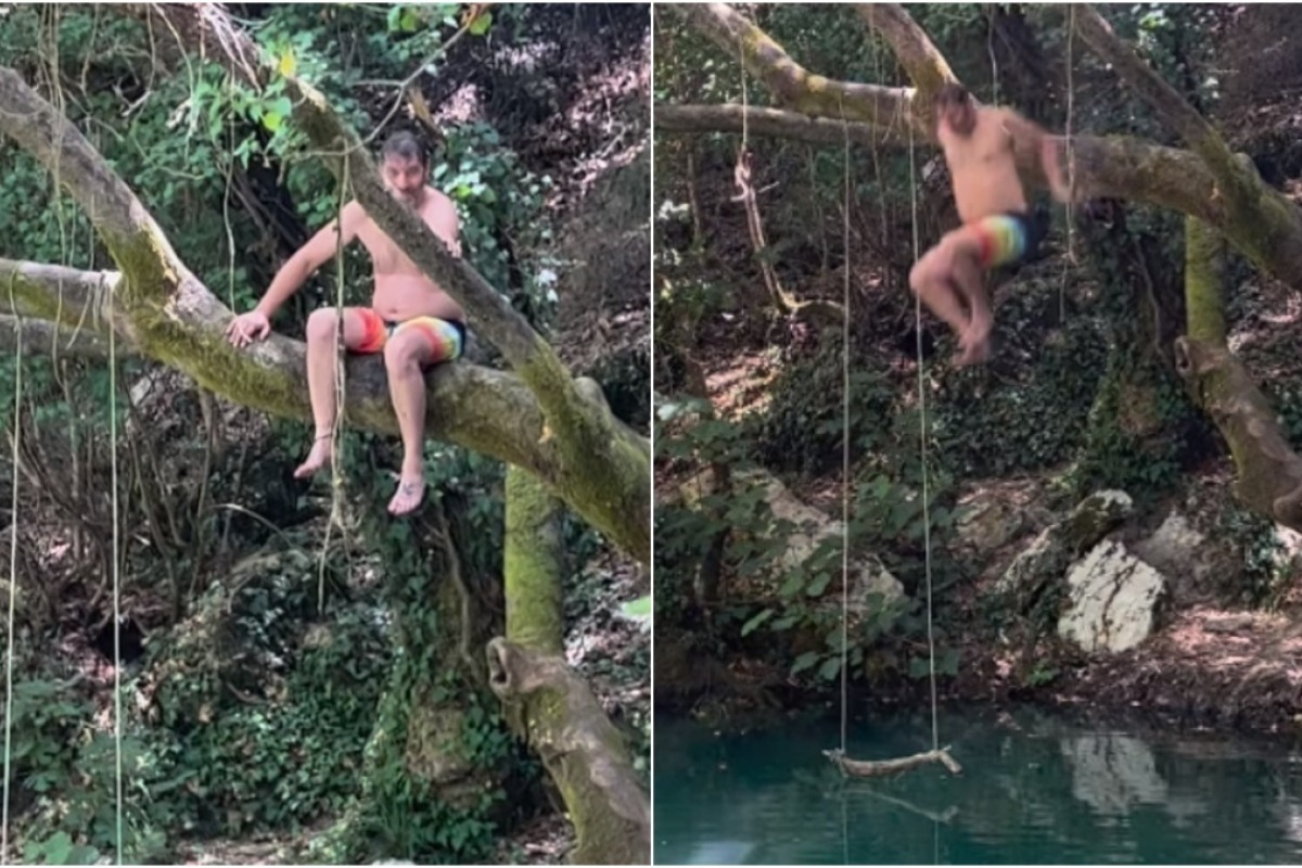 Βίντεο: Ο Γιάννης Στάνκογλου σκαρφάλωσε σε δέντρο και πήδηξε μέσα στο νερό