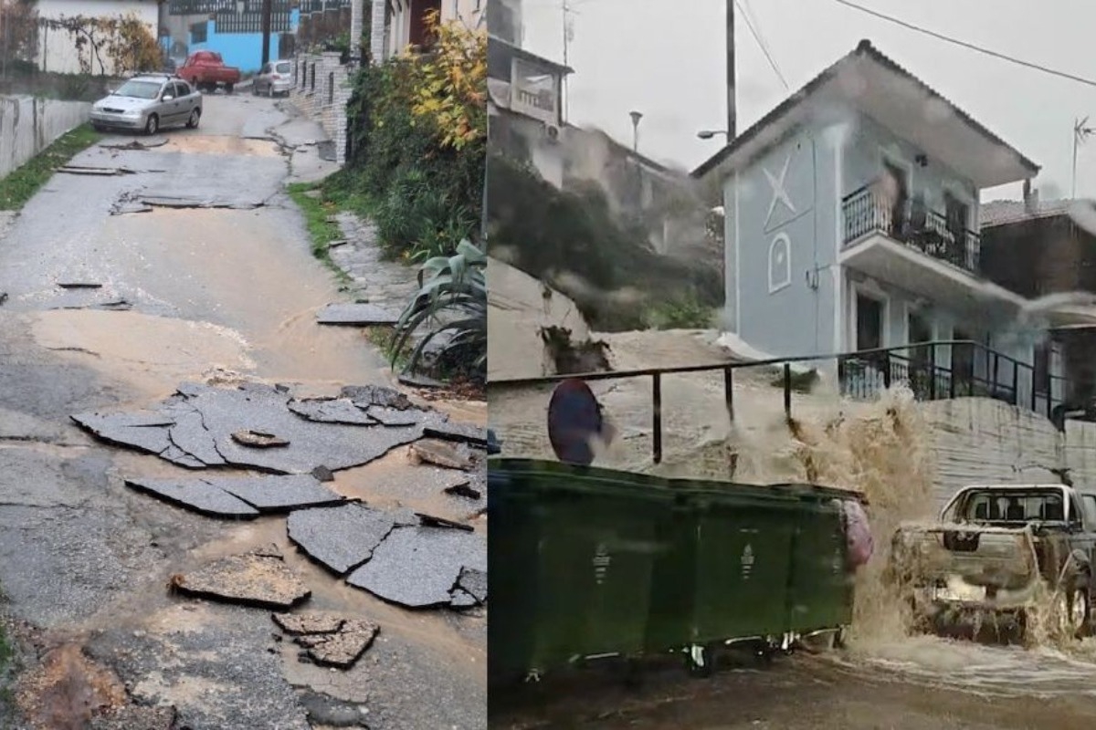 Κακοκαιρία Adel: Καταστροφές στη Θάσο από τις έντονες βροχοπτώσεις - Ξηλώθηκαν δρόμοι - Βίντεο - Στην Ποταμιά, στα ανατολικά του νησιού, δρόμοι μέσα στο χωριό ξηλώθηκαν ενώ πλημμύρισαν ισόγεια και αποθήκες