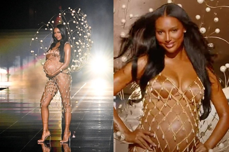 Η Τζάσμιν Τουκς άνοιξε το Victoria’s Secret Fashion Show στον ένατο μήνα της εγκυμοσύνης της