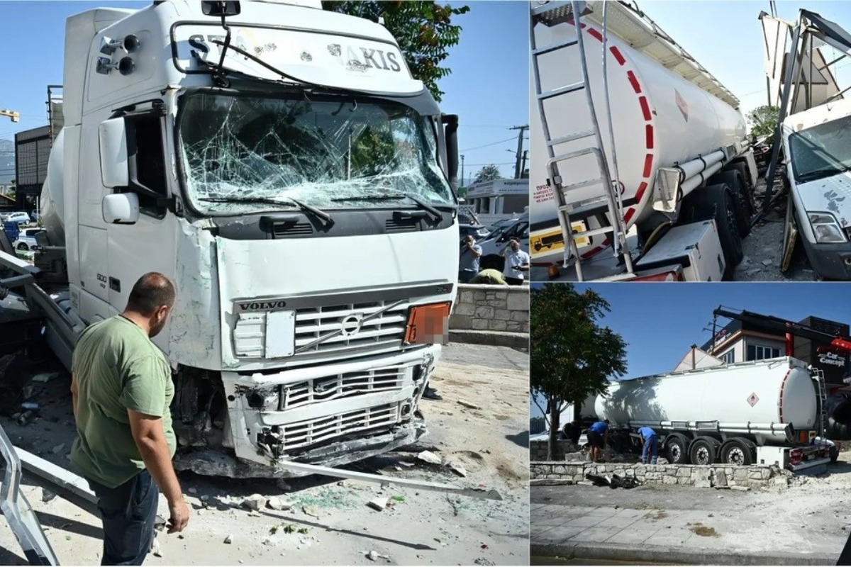 Βυτιοφόρο εισέβαλε σε μάντρα αυτοκινήτων, μετά από σύγκρουση με ΙΧ στο Μενίδι