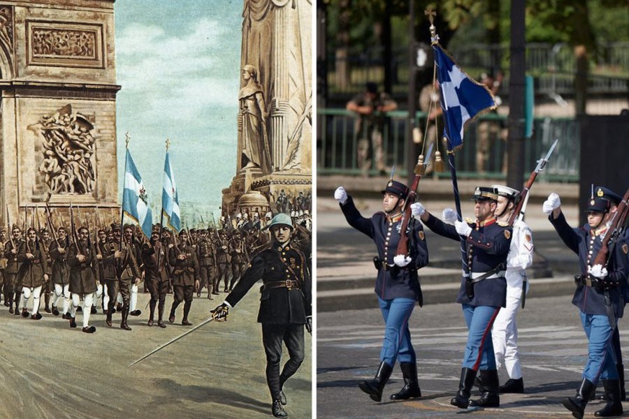 Ελληνικό άγημα παρήλασε στην Αψίδα του Θριάμβου στο Παρίσι, όπως το 1919 – Οι συγκινητικές φωτογραφίες - Η φετινή παρέλαση για την Ημέρα της Βαστίλης πραγματοποιήθηκε παρουσία του πρωθυπουργού Κυριάκου Μητσοτάκη