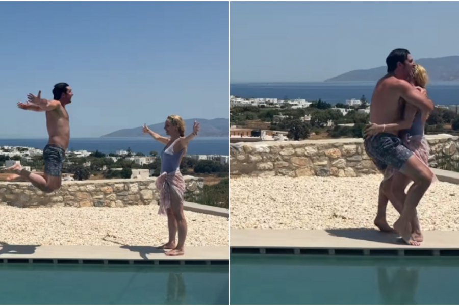 Η Ντορέττα Παπαδημητρίου «ανέβασε» τον Γεροντιδάκη στον αέρα ‑ δείτε το αστείο βίντεο από την Πάρο