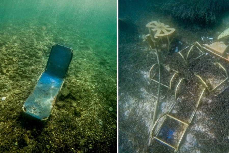 Κέρκυρα: Ξαπλώστρες και βαριά αντικείμενα εντοπίστηκαν στον βυθό της παραλίας Ημερολιά - Ανησυχητικές εικόνες από τον βυθό της Ημερολιάς στην Κέρκυρα - ξαπλώστρες και ογκώδη αντικείμενα εγκαταλελειμμένα στη θάλασσα