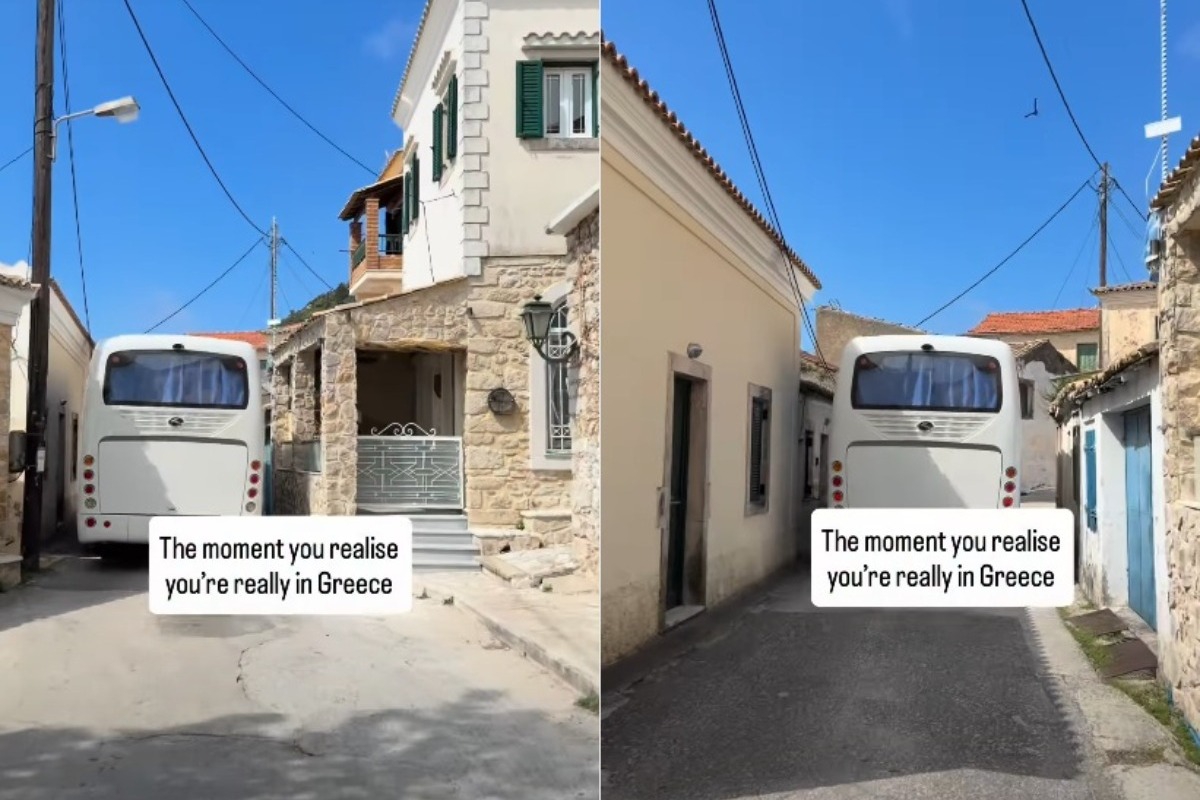 Λάκωνες Κέρκυρας: Λεωφορείο διασχίζει το πιο στενό χωριό της Ελλάδας - Δείτε το viral βίντεο