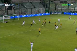 Κηφισιά – ΑΕΚ 1‑1: Ισοφάριση σοκ του Μπένι στο 97` μετά την αποβολή του Αϊμα