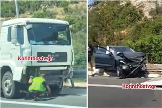 Τρομακτικό τροχαίο στην Εθνική Οδό Κορίνθου‑Τριπόλεως: Φορτηγό «εισέβαλε» στο αντίθετο ρεύμα