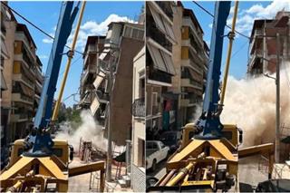 Πετράλωνα: Καρέ – καρέ η στιγμή της κατάρρευσης της πολυκατοικίας, δείτε εικόνες
