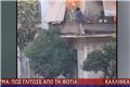 Καλλιθέα: Η συγκλονιστική στιγμή που ένοικος φλεγόμενου σπιτιού πήδηξε από το μπαλκόνι