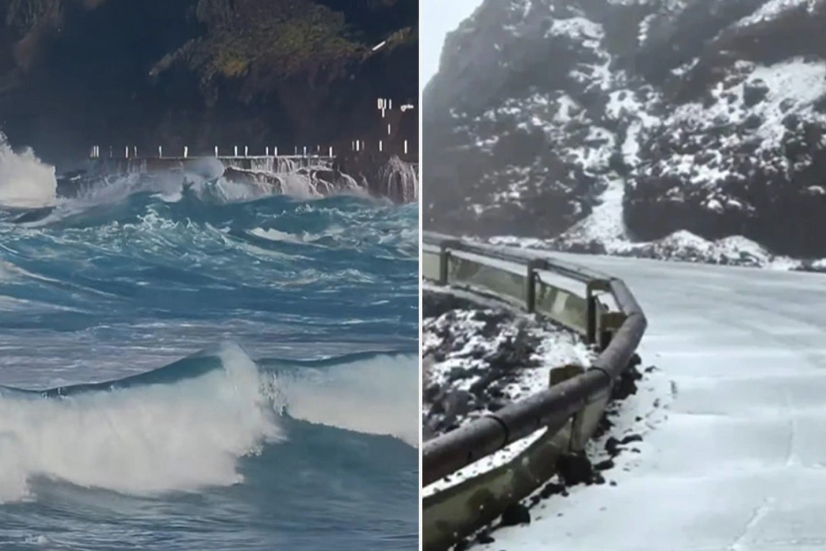 Πρωτόγνωρες εικόνες από την κακοκαιρία Τερέζα στις Κανάριες Νήσους: Θυελλώδεις άνεμοι και γιγαντιαία κύματα, χιόνισε στην Τενερίφη - Οι άνεμοι ξεπέρασαν τα 140 χλμ/ώρα, δρόμοι πλημμύρισαν, ακυρώθηκαν πτήσεις, ενώ οι Αρχές έχουν εκδώσει προειδοποιήσεις φοβούμενες για τη σωματική ακερ