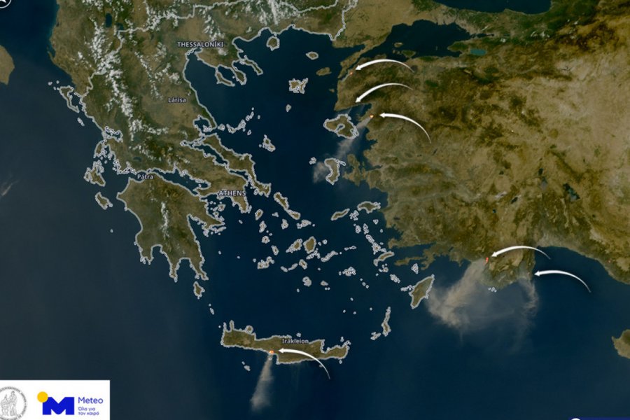 Θυελλώδεις άνεμοι στην Κρήτη: Οι καπνοί από τη φωτιά στο Ρέθυμνο έφτασαν στην Αφρική - Η μεγαλύτερη ένταση σημειώθηκε στον Φουρφουρά, βόρεια του πύρινου μετώπου, όπου η μέγιστη ριπή έφτασε τα 111 χιλιόμετρα την ώρα