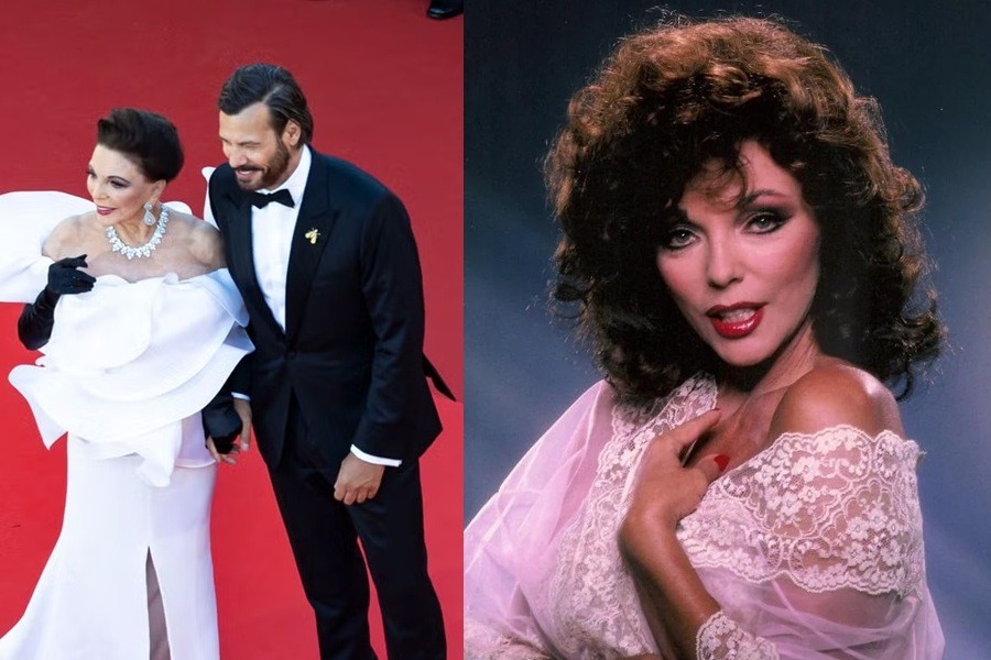 Κούκλα στα 91 της: Απαστράπτουσα η Joan Collins στο κόκκινο χαλί