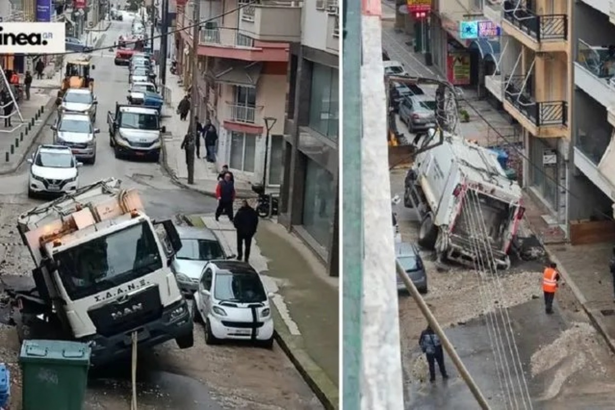 Ξάνθη: Απορριμματοφόρο «βούλιαξε» στην άσφαλτο - Στην Ξάνθη, απορριμματοφόρο όχημα βυθίστηκε στην άσφαλτο, προκαλώντας προσωρινή διακοπή της κυκλοφορίας