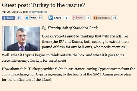 Αθλια προπαγάνδα από τους FT: Οι Κύπριοι να στραφούν στην Τουρκία για βοήθεια