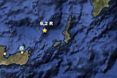 6,2 Ρίχτερ μεταξύ Κρήτης και Καρπάθου